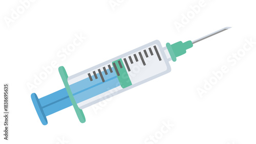 Medical Syringe With Needle And Liquid For Injection On A Black Background