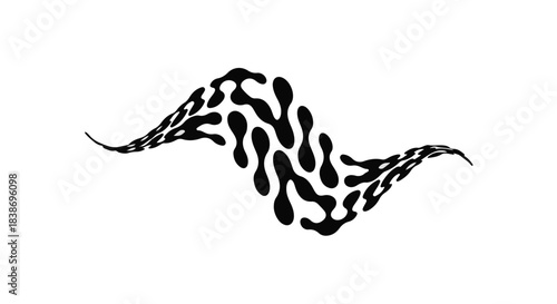 Abstract organic fluid shapes flowing dynamically on white background