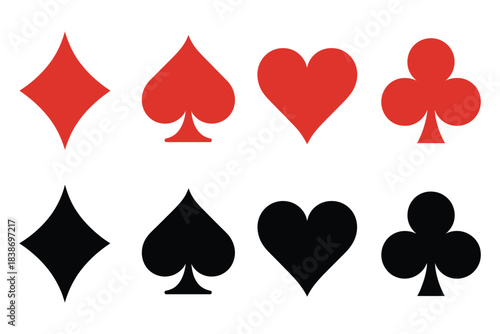 Minimalist Vector of Playing Card Suits, a professional vector set showcasing hearts, clubs, spades, and diamonds