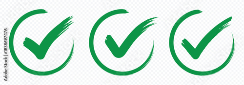 Check mark grunge icon set. Hand drawn check tick mark icon set. Minimal confirmation or validation icon. eps 10