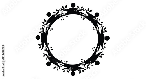 Diverse group of people forming a circle of unity and connection, celebrating community and teamwork