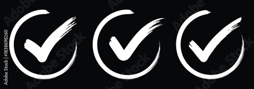 Check mark grunge icon set. Hand drawn check tick mark icon set. Minimal confirmation or validation icon. eps 10