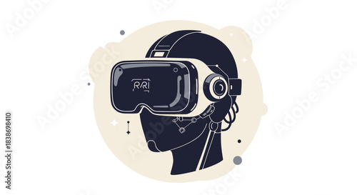 Stylized profile of a humanoid wearing a virtual reality headset