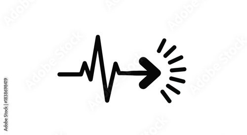 Heartbeat line with arrow indicating progress and positive energy