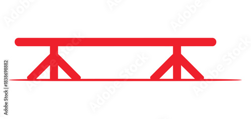 A simple red grind rail for skateboarding or rollerblading is depicted.