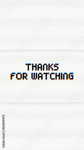 Thanks for Watching animation with a cool retro pixel art and glitch effect. Ideal for YouTube outros, stream endings, and vintage-themed video content.