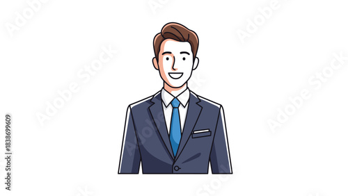 Professional Businessman in Formal Suit and Tie Standing Confidently