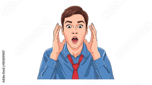 Surprised young woman expressing shock or disbelief in contemporary casual clothing