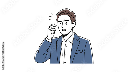 Confused young man in formal attire thinking about a problem or decision