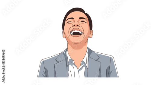 Happy Businesswoman Laughing Excitedly in a Modern Office Setting