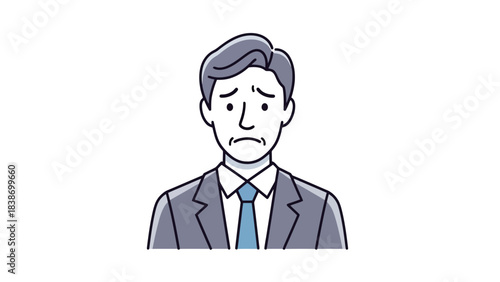 Concerned Businessman in Stressful Office Situation