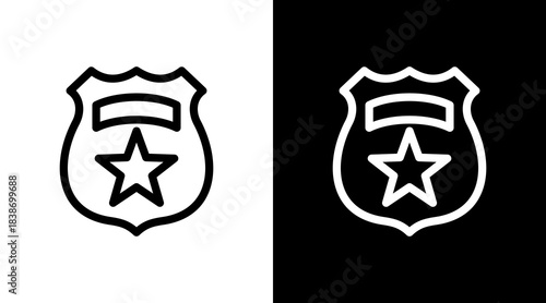Police Badge With Icon Set Design