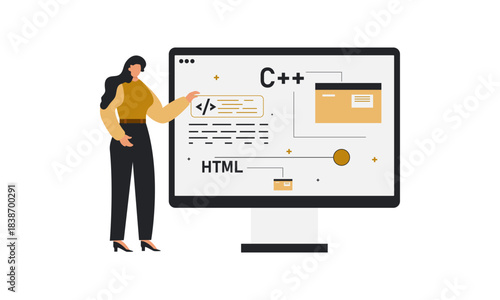 Business Lady Explaining Web programming