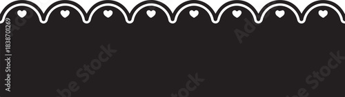 Black border with white scalloped edge and hearts vector