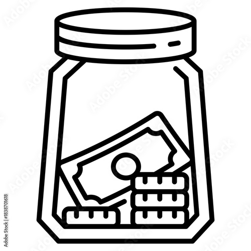 Coin in Bottle line icon