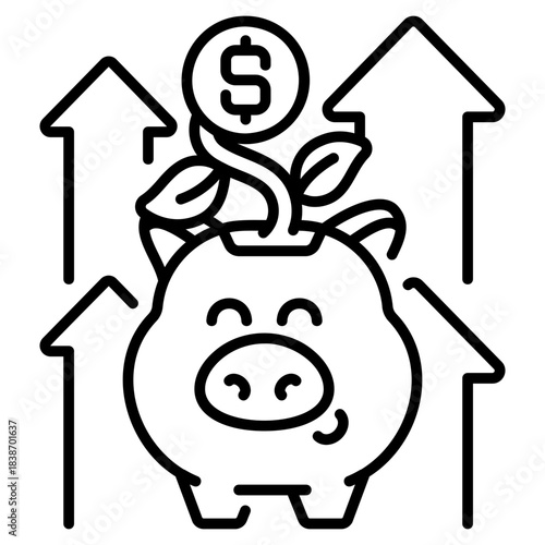 Growing Piggy Bank line icon