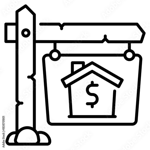 For Sale Real Estate Sign line icon