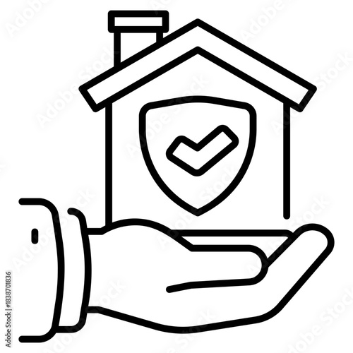 Home Insurance Shield line icon