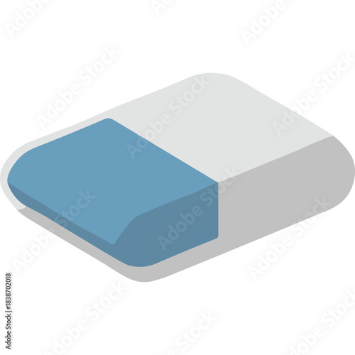 Rectangular Eraser With Blue And White Sections Isolated On Black Background With Soft Shadows And Subtle Highlights
