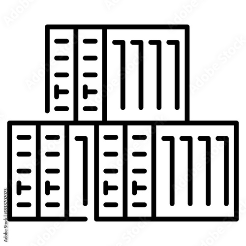 Three stacked containers line icon