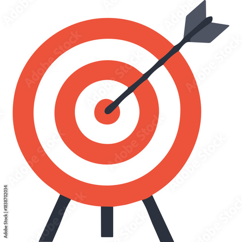 Red and Black Circular Target Board with Arrow Aiming at Center Ideal for Competition and Precision