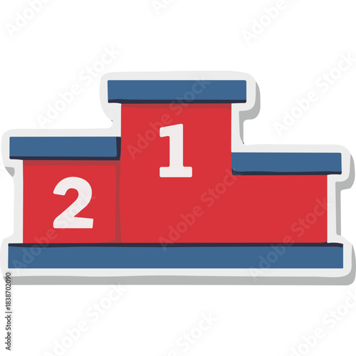 Red and Blue Victory Podium With Numbers 1 and 2 for First and Second Place Winners Against a Transparent Background Celebrating Achievement and Competition