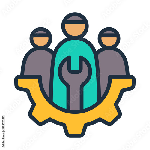 Maintenance Crew Icon - Lineal Color
