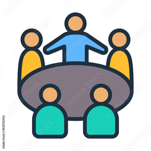 Team Meeting Icon - Lineal Color