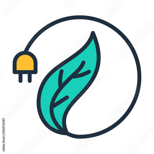 Energy Saving Icon - Lineal Color
