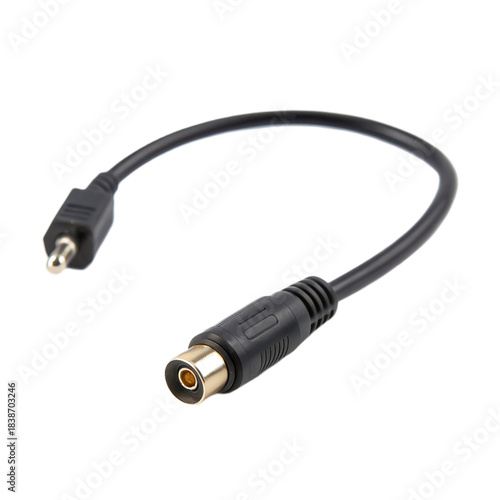 Audio adapter cable with transparent background, designed for connecting devices seamlessly. This versatile connector enhances audio experiences