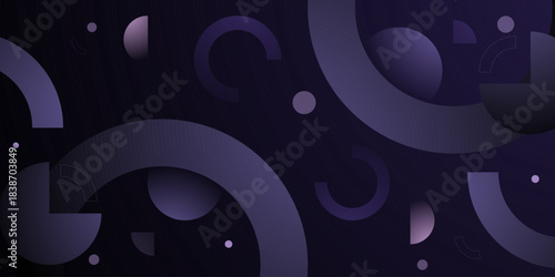 Abstract dark purple pattern geometric circle background. Trendy shapes overlap curve element concept background.