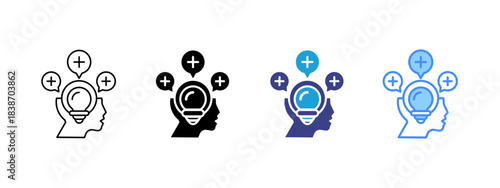 Positive Thinking icon set multiple style collection