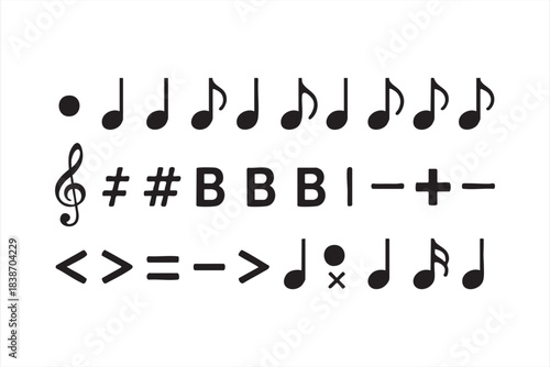 Clean musical notation set for sheet-music layouts, teaching materials, and composition software