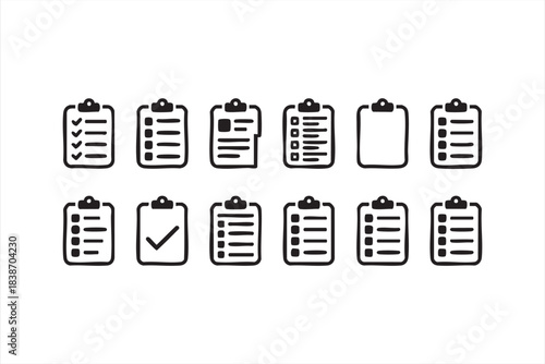 Clipboard Line Icons for Task Management, UI Design, and App Workflows