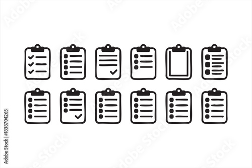 Clean Line Clipboard Icons for Workflow Systems and Digital Planning Tools