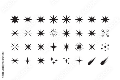 Star and Sparkle Icons for Celestial UI Design and Digital Highlight Elements