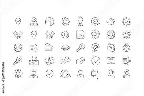 Business Strategy and Innovation Icons for Corporate UI, Workflow, and Planning