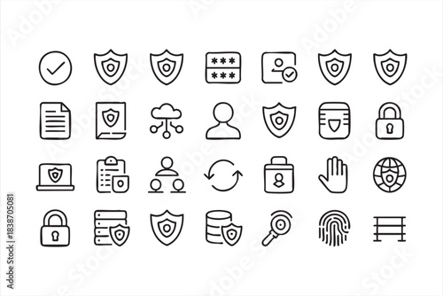 Cybersecurity and Privacy Icons for Data Protection, User Safety, and Secure Systems