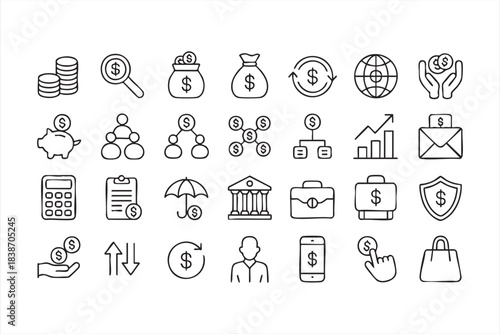 Finance and Investment Icons for Budgeting, Banking Apps, and Economic Dashboards