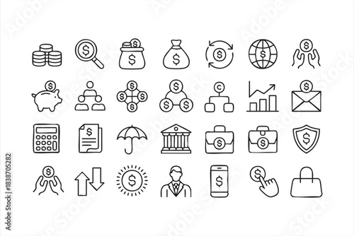 Banking and Economic Workflow Icons for UI Platforms and Financial Systems
