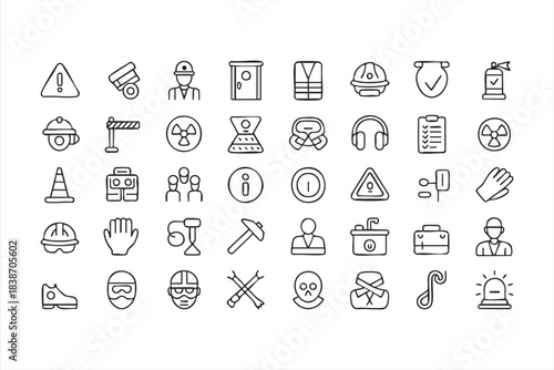 Protective Equipment and Risk Management Icons for Industrial Site UI Kits