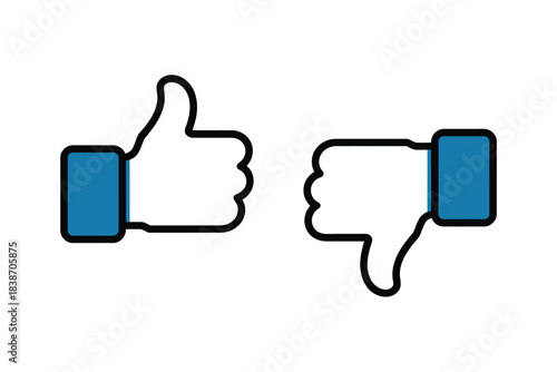 Simple icons of thumbs up and thumbs down gestures for positive or negative feedback.