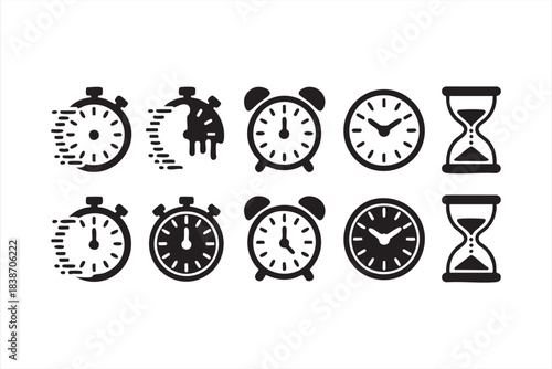 Stopwatch and Timer Icon Collection for Productivity and Scheduling Tools