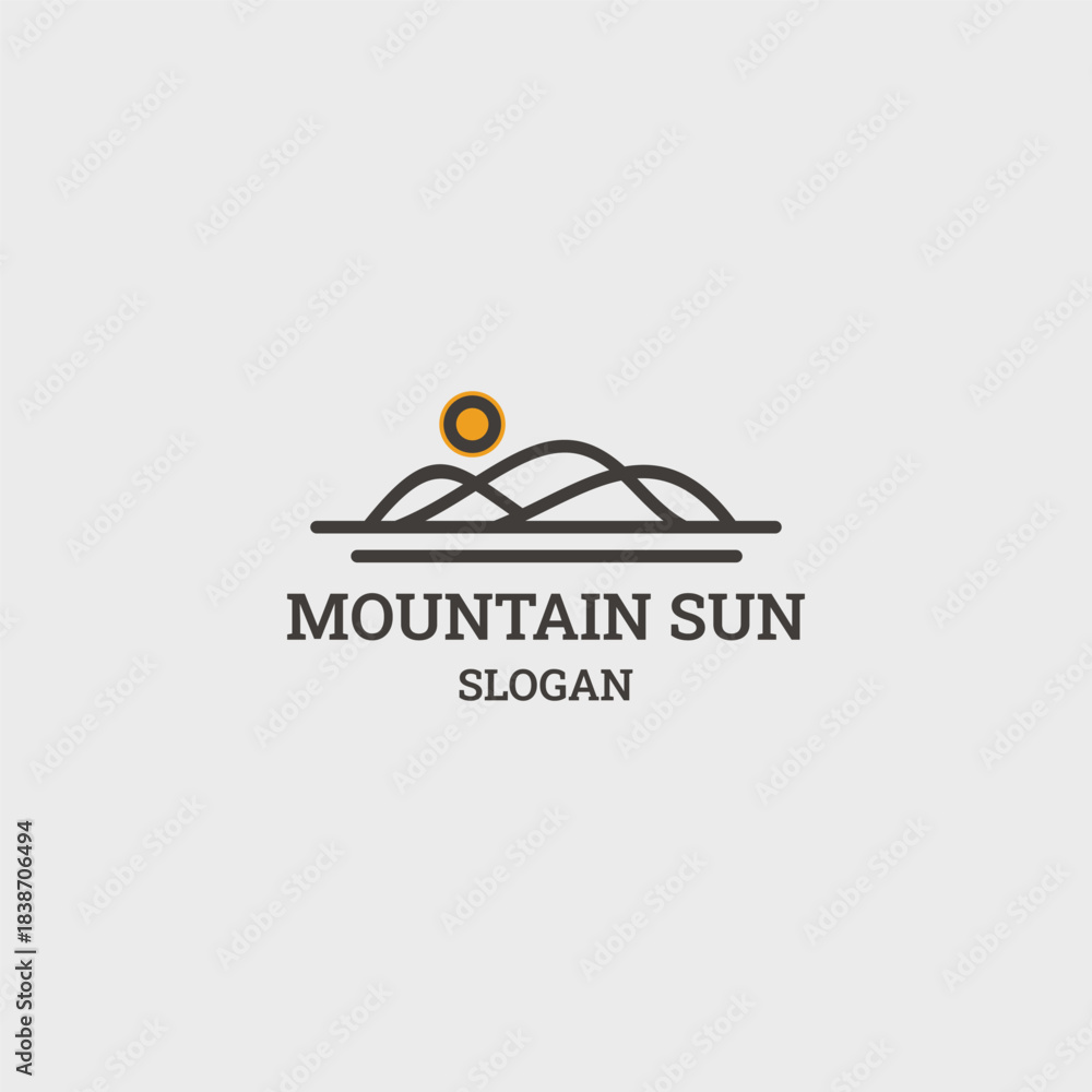 Fototapeta premium Mountain sun logo style icon design template vector illustration