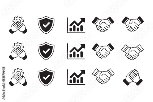 Security Shield and Productivity Gear Icons for Business Presentations