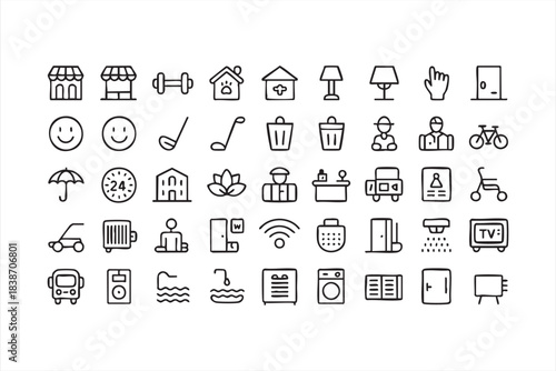 Essential Amenity and Facility Icons Pack for Apps and Web UI