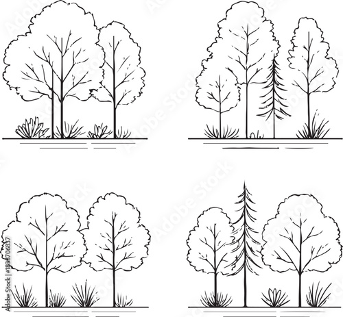 Minimal Tree and Forest Line Drawings for CAD Projects