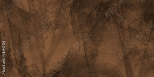 Eerie black background with billowing brown smoke on black background. old style dark brown grunge texture, brush painted . Old and grainy orange paper texture, vector,	