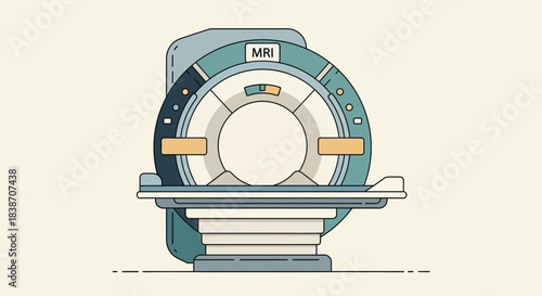 Mri machine illustration for medical diagnosis and health screening, representing advanced technology in radiology and medicine