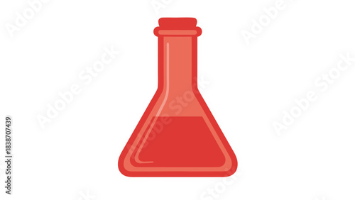 Red liquid in a clear glass laboratory flask with a stopper on a black background scientific experiment liquid sample research and development